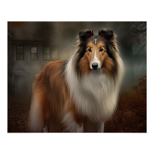 Shetland Sheepdog Halloween Beängstigend Poster (Vorderseite)