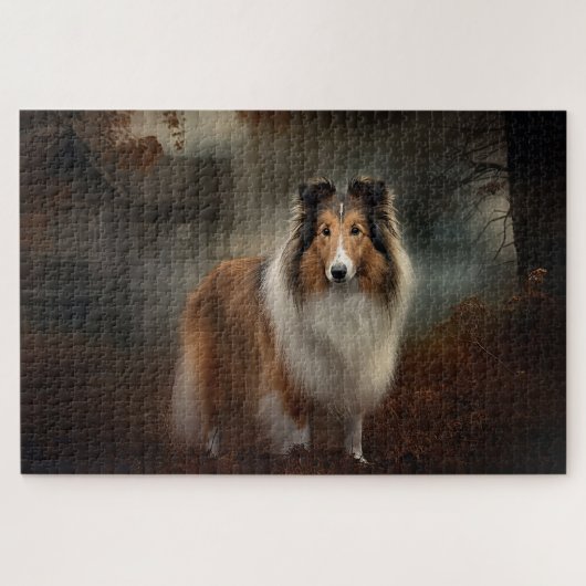 Shetland Sheepdog Halloween Beängstigend Puzzle (Horizontal)