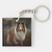 Shetland Sheepdog Halloween Beängstigend Schlüsselanhänger (Rückseite)