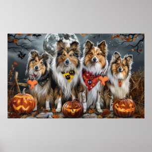 Shetland Sheepdog Halloween Gruselig Poster