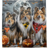 Shetland Sheepdog Halloween Spooky Duschvorhang (Vorderseite)