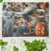 Shetland Sheepdog Halloween Spooky Geschirrtuch (Gefaltet)