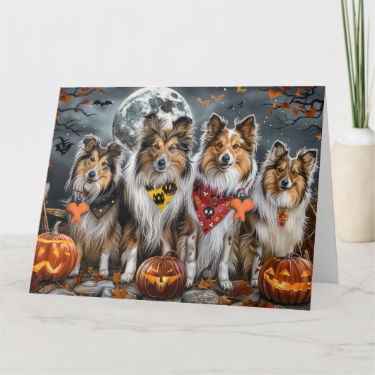 Shetland Sheepdog Halloween Spooky Karte (Vorderseite)