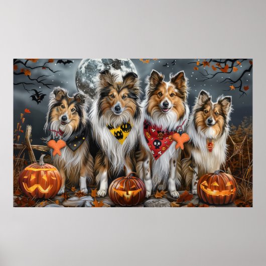 Shetland Sheepdog Halloween Spooky Poster (Vorne)