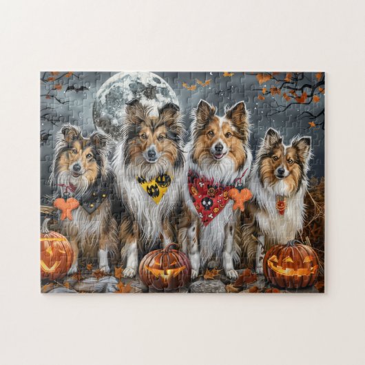 Shetland Sheepdog Halloween Spooky Puzzle (Horizontal)