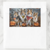 Shetland Sheepdog Halloween Spooky Rechteckiger Aufkleber (Tasche)