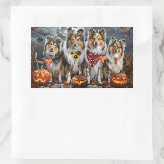 Shetland Sheepdog Halloween Spooky Rechteckiger Aufkleber (Tasche)