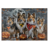 Shetland Sheepdog Halloween Spooky Schneidebrett (Vorderseite)