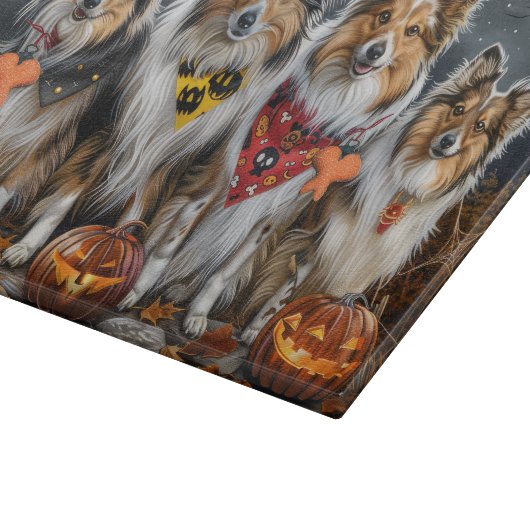 Shetland Sheepdog Halloween Spooky Schneidebrett (Ecke)