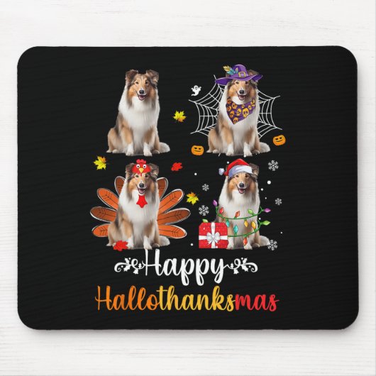 Shetland Sheepdog Halloween Weihnachtsfest Happy H Mousepad (Vorne)