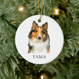 Shetland Sheepdog Hand Zeichne Personalisiert Keramik Ornament