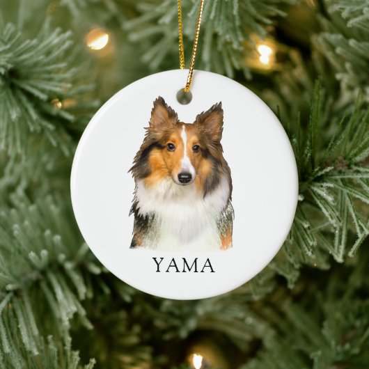 Shetland Sheepdog Hand Zeichne Personalisiert Keramik Ornament (Baum)