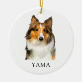 Shetland Sheepdog Hand Zeichne Personalisiert Keramik Ornament (Vorne)