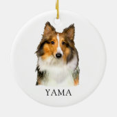 Shetland Sheepdog Hand Zeichne Personalisiert Keramik Ornament (Hinten)