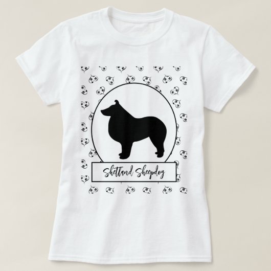 Shetland Sheepdog Hearts Pawprints T-Shirt (Design vorne)
