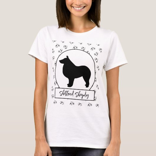 Shetland Sheepdog Hearts Pawprints T-Shirt (Vorderseite)