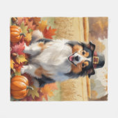 Shetland Sheepdog Herbst lässt Erntedank Kunst Fleecedecke (Vorderseite (Horizontal))