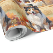 Shetland Sheepdog Herbst lässt Erntedank Kunst Geschenkpapier (Rolleneckpunkt)