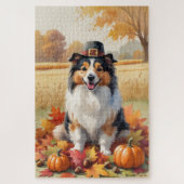 Shetland Sheepdog Herbst lässt Erntedank Kunst Puzzle (Vertikal)