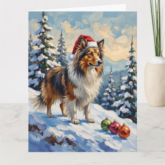 Shetland Sheepdog Herding Christmas Ornaments Hat Karte (Vorderseite)