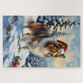 Shetland Sheepdog Herding Christmas Ornaments Hat Puzzle (Horizontal)