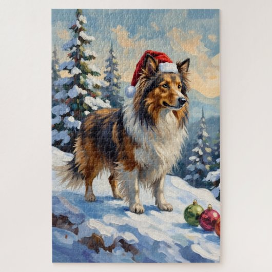 Shetland Sheepdog Herding Christmas Ornaments Hat Puzzle (Vertikal)