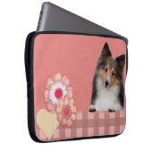 Shetland Sheepdog Herz-Blume Laptop Sleeves (Vorne Rechts)
