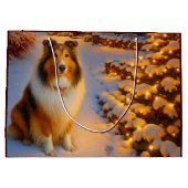 Shetland Sheepdog Holiday  Große Geschenktüte (Rückseite)