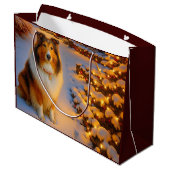 Shetland Sheepdog Holiday  Große Geschenktüte (Rückseite Schrägansicht)