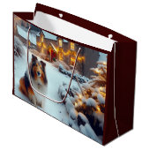 Shetland Sheepdog Holiday  Große Geschenktüte (Vorderseite Schrägansicht)