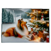  Shetland Sheepdog Holiday  Große Geschenktüte (Rückseite)