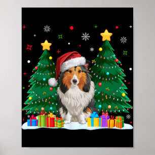 Shetland Sheepdog Hund Lover Weihnachtsmannmütze U Poster