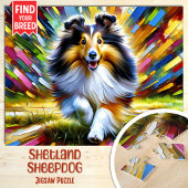 Shetland Sheepdog Hund Portrait Akryllische Kunstd Puzzle