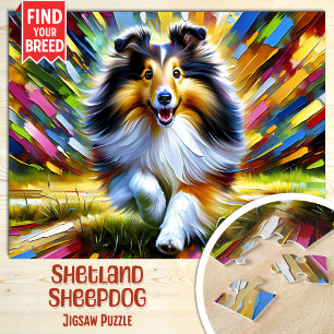 Shetland Sheepdog Hund Portrait Akryllische Kunstd Puzzle