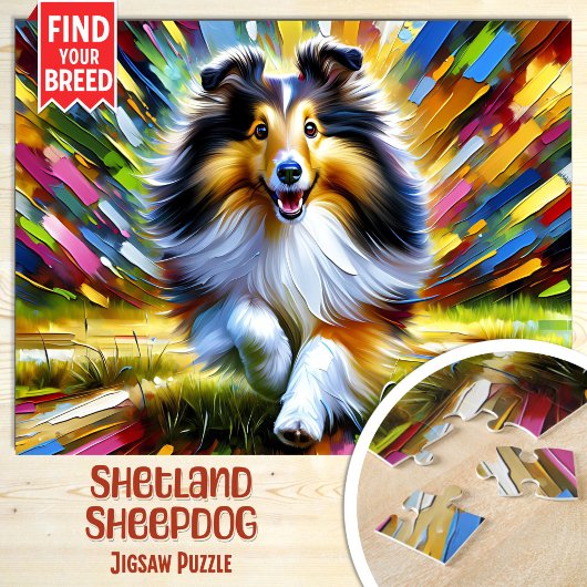 Shetland Sheepdog Hund Portrait Akryllische Kunstd Puzzle