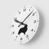 Shetland Sheepdog Hund Rasse Silhouette Sheltie Runde Wanduhr (Winkel)