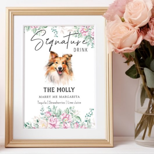 Shetland Sheepdog Hund Signature Drink Sign Poster