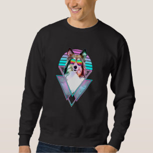 Shetland Sheepdog Hund Vintag Retro Vaporwave Beac Sweatshirt
