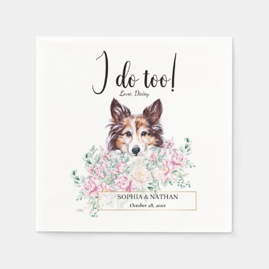 Shetland Sheepdog Hund Wedding Cocktail Napkins Serviette (Vorderseite)
