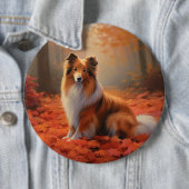 Shetland Sheepdog im Herbst Leaves Fall Inspiriert Button (Beispiel)