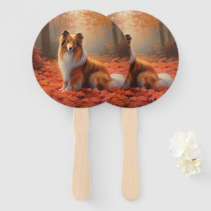 Shetland Sheepdog im Herbst Leaves Fall Inspiriert Fächer