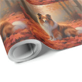 Shetland Sheepdog im Herbst Leaves Fall Inspiriert Geschenkpapier (Rolleneckpunkt)
