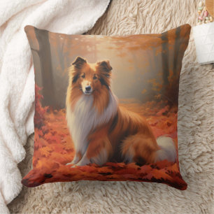 Shetland Sheepdog im Herbst Leaves Fall Inspiriert Kissen