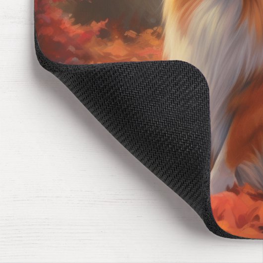 Shetland Sheepdog im Herbst Leaves Fall Inspiriert Mousepad (Ecke)