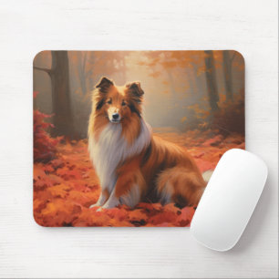 Shetland Sheepdog im Herbst Leaves Fall Inspiriert Mousepad