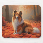 Shetland Sheepdog im Herbst Leaves Fall Inspiriert Mousepad (Vorne)