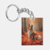 Shetland Sheepdog im Herbst Leaves Fall Inspiriert Schlüsselanhänger (Vorderseite links)