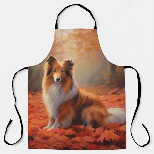 Shetland Sheepdog im Herbst Leaves Fall Inspiriert Schürze (Vorderseite)