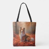 Shetland Sheepdog im Herbst Leaves Fall Inspiriert Tasche (Rückseite)