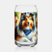 Shetland Sheepdog in Hütte Garden Scene Dosenglas (Rückseite)
